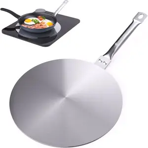 7.5Inch Heat Diffuser Simmer Ring Plate, Stainless Steel with Stainless Handle, Induction Adapter Plate for Gas Stove Glass Cooktop Converter, Flame Guard Induction Hob Pans