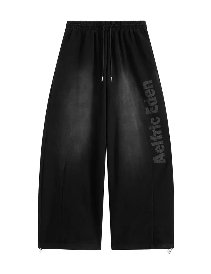 AELFRIC EDEN Gradient Washed Balloon Sweatpants, Unisex Aesthetic Pleated Streetwear Bottoms with a Vintage Vibe & Adjustable Drawstrings, Menswear, Elastic, Baggy Sweatpants, All Season, Gradient Graphic, Fabric, Distressed, Print, Soft, Baggy Fit, Sweat