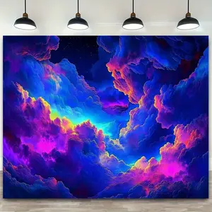 1 Piece UV Reactive Fluorescent Galaxy Tapestry Wall Hanging - Vibrant and Colorful Cosmic Design, Polyester Fabric, 2 Sizes (59x39 inches and 90.5x70.8 inches) Suitable for Parties, Home Decoration, Anniversary - No Electricity Required, Event Decoration