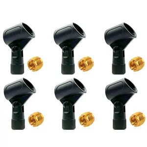 5 Core Microphone Clip Holder 6 Pieces with Screw Adapters 5/8 to 3/8 Inch Durable Metal