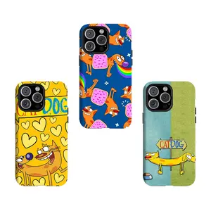 Y-90s Retro Cartoon Cat & Dog Vibe Phone Case ,Having good protective properties,for iPhone 16 15 14 13 12 11 17Pro Max,for Samsung S25 S24 S23 S22 Ultra,Protective Cover,give her/him a gift for Christmas and Th