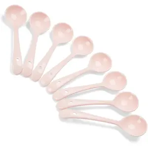 Ceramic Spoons Set of 8, Ceramic Chinese Soup Spoon, Asian Soup Spoons, Pink Japanese Spoon Large for Ramen Pho Wonton Dumpling Miso, Deep Oval Hook Design (8, Pink)