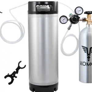 KOMOS® Homebrew Kegging Kit | Ball Lock Keg | Corny Keg | Premium Dual Gauge Regulator | Easy Push Connect Fittings