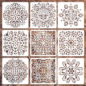 Stencils for Painting on Wood Wall Floor Furniture Tile Fabric, Small Rangoli Stencils Rock Painting Stencils for Home Decor (4 inch)