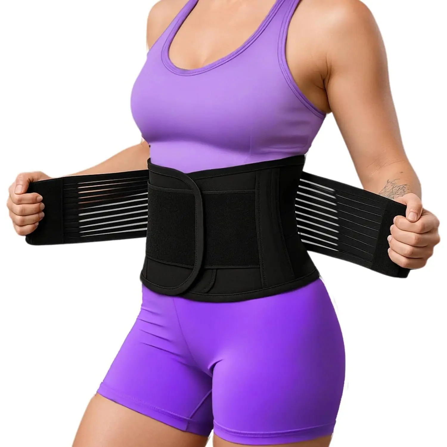 Women's Soft Compression Shapewear Waist Support Wrap Belt - Adjustable Hook-and-Loop Fit, Stretch Fabric, Lightweight Athletic Activewear for Day Wear, Fitness