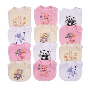 12 Pack Baby Drool Bibs Soft Skin Friendly Cotton Feeding Bibs for Newborn Boys Girls Adjustable Snap Closure Waterproof Breathable Teething Feeding Spit Up Protection Easy to Clean Cartoon Dinosaur Animal Prints