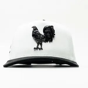 Gallo White/Black Snapback Hat with Black Rooster Embroidery