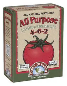Down To Earth All Purpose 4-6-2 Fertilizer- Organic Mix for Garden Vegetables & Herbs- 1 lb Box