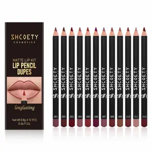 SHCOETY Cosmetics Matte Lip Liner Set - 12 Counts/Box, Long-Lasting, Waterproof, Easy Coloring Pencils, Multicolor, Beginner-Friendly, Professional Daily Makeup Kit