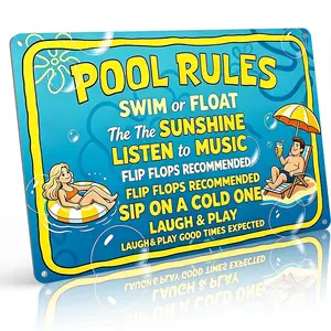 Pool Rules Fun Summer Aluminum Metal Sign - 8x12 Inch Rustic Poolside Wall Decor, Perfect Gift for Backyard Pool, Summer Party & Pool Lovers