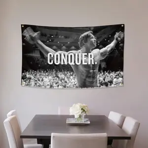 Arnold Schwarzenegger Flag 3x5 Feet Fun Banner Outdoor Hanging Flag with 4 Brass Eyelets, Perfect for College Dorm Decor
