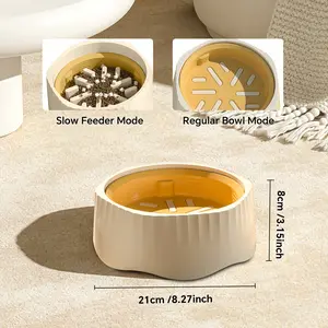 2-in-1 pet slow-eating bowl, spill-proof, suitable for cats and dogs, made of non-slip plastic material, heat-resistant, dishwasher safe - suitable for 1-3 cups of food, treats, and water - helps relieve boredom and anxiety in dogs