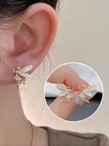Women's Cute Dancing Fairy Earrings, Unique Design Earrings, Artificial Glass Inlay Design, Perfect for Parties & Gatherings, Stylish Jewelry Gift for Her
