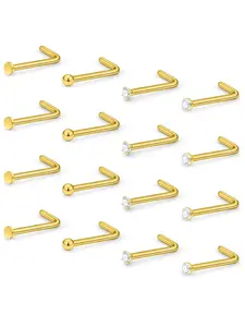 16 Pcs Nose Rings Set, 20g Surgical Steel Transparent Crystal Nose Piercing Jewelry, Unisex Body Piercings Accessories