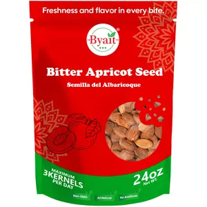 Byait Raw Bitter Apricot Seeds 24 Oz (1.5 LB), Turkish Bitter Apricot Kernels, All Natural, Vegan, Gluten Free