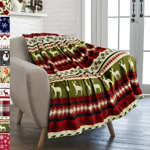 PAVILIA Christmas Throw Blanket | Red Christmas Holiday Fleece Blanket | Soft, Plush, Warm Winter Cabin Throw, 50X60 (Red Christmas) PAVILIA