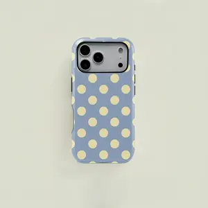 1PC Polka Dot Print Phone Case Casing, Rugged Shockproof 2in1 Protective Cover Protector with Protection,phone Case Suitable for Iphone 11/12/13/14/15/16/17 Pro Promax Plus Air and Samsung S22/S23,Holiday Gift Minimalist Fashion Smartphone Cellphone Case,