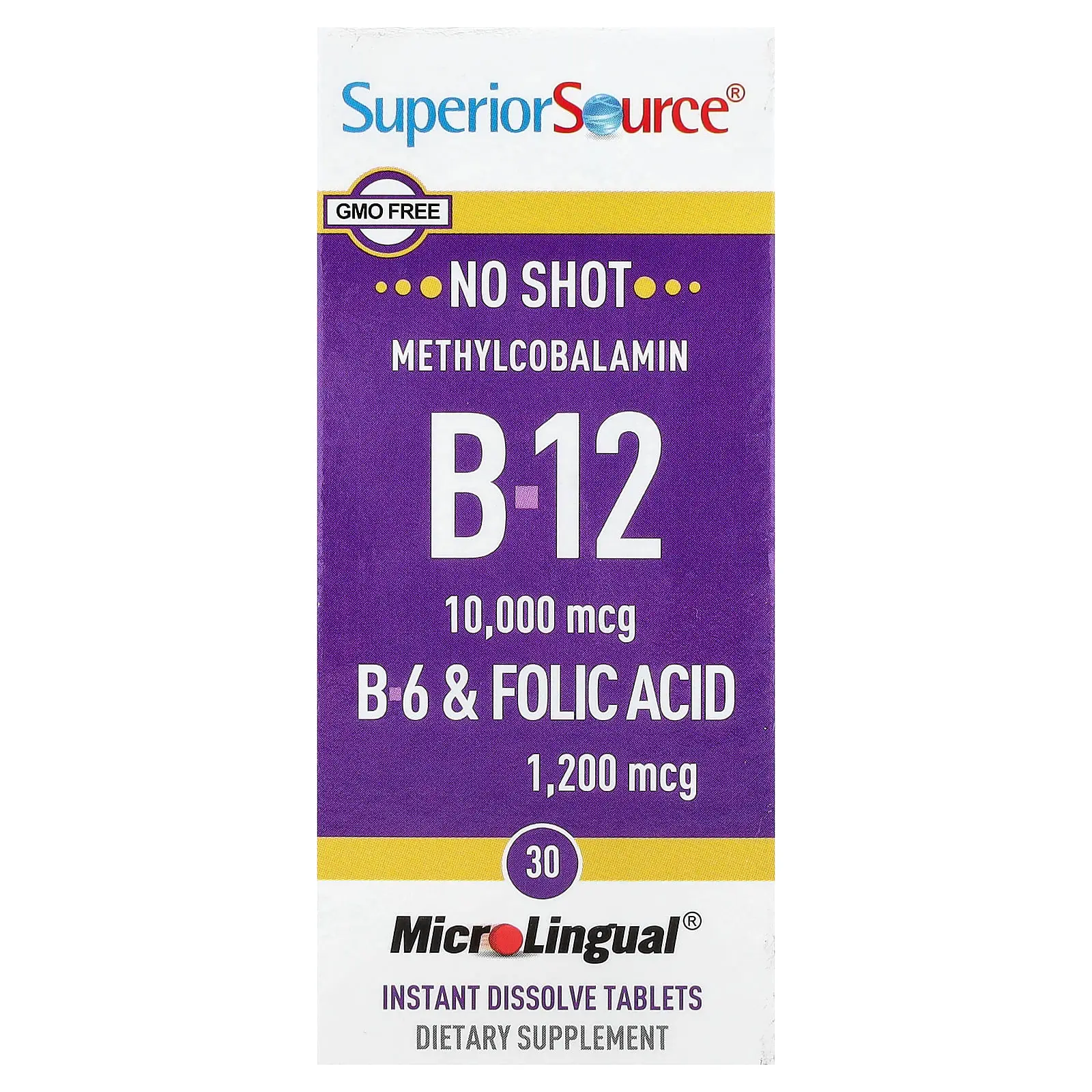 Superior Source B-12, B-6 & Folic Acid, 30 MicroLingual® Instant Dissolve Tablets