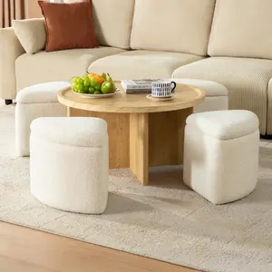 CHIC HOUSE Coffee Table with Storage Ottomans & Seats