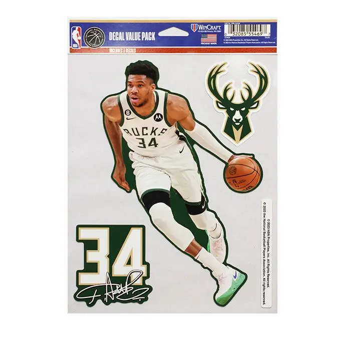 Wincraft 3 Piece Giannis Antetokounmpo Milwaukee Bucks Decal Pack