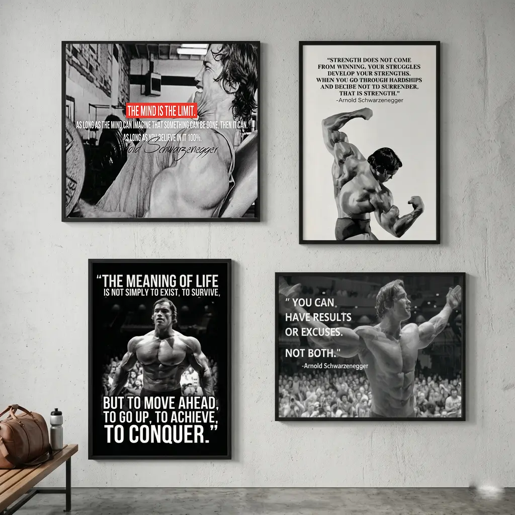 Arnold Schwarzenegger Motivational Poster, Quote Affirmation Prints, Fitness Legend Wall Art, Gym Fitness Motivation Decor Gift