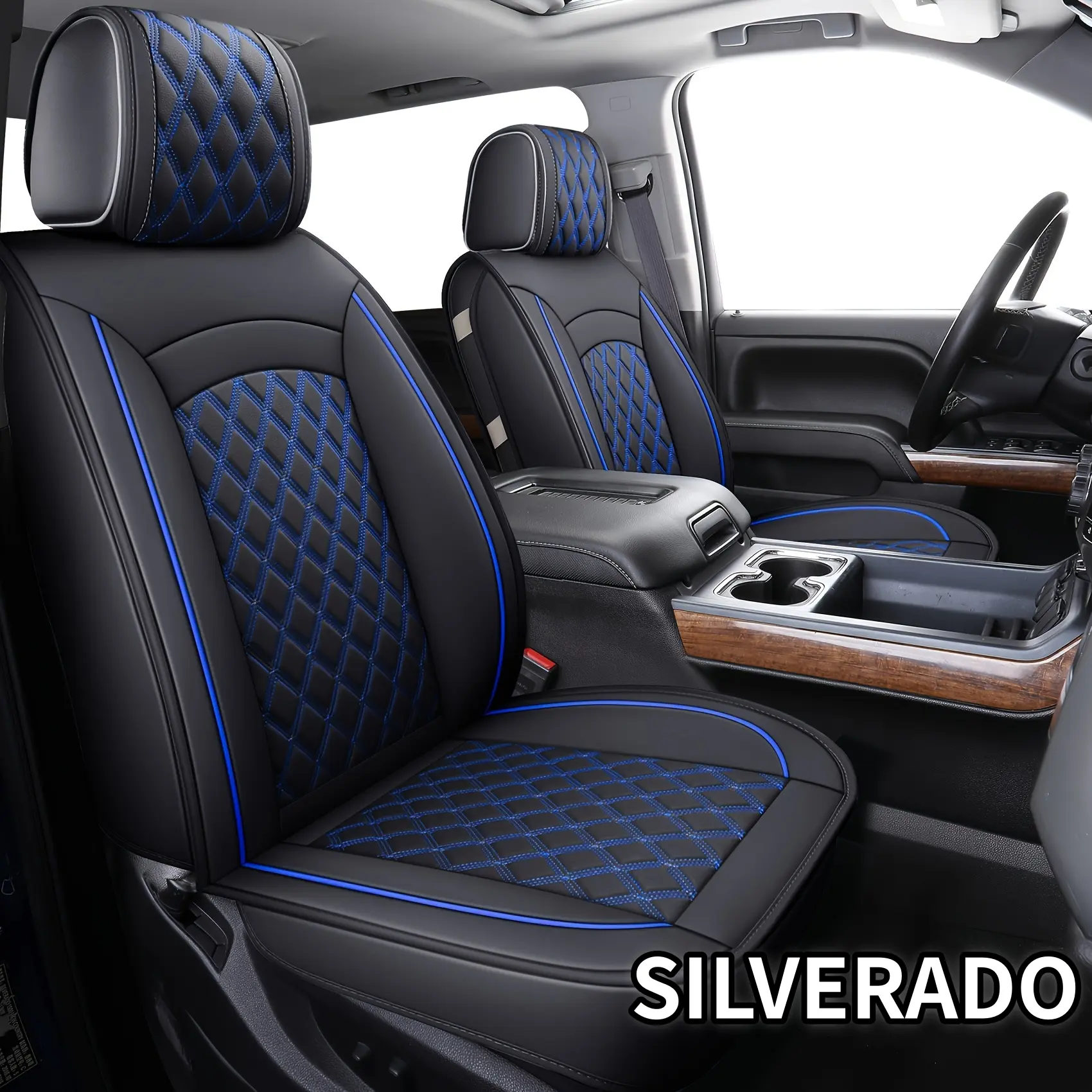 Chevy Chevrolet Silverado Seat cover GMC Sierra Pickup 2007-2026 1500 2500HD 3500HD Trail Boss Z71 Crew Double Extended Cab Waterproof Leather Protector Seat Covers for Truck