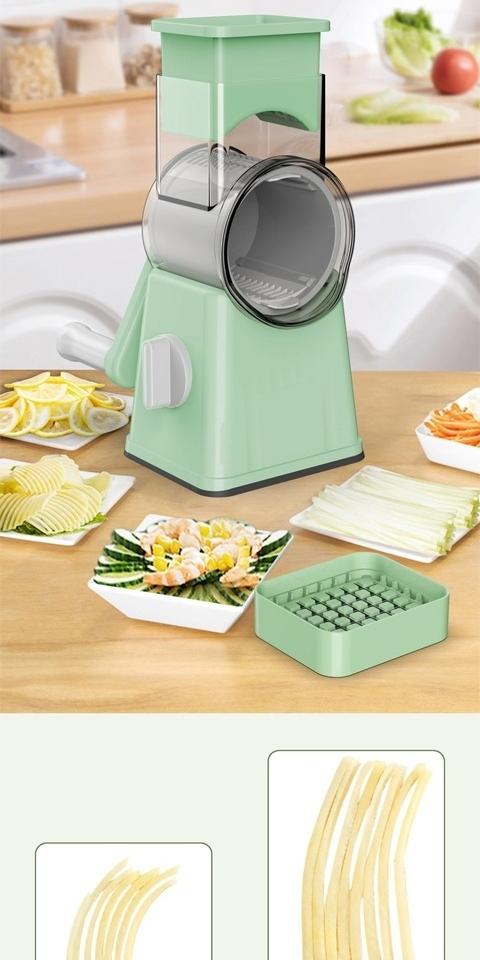 Tekinor Rotary Grater with Handle, 6 Well-Designed Blades, Strong Suction Cup Base, Vegetable Grater & Mandoline Slicer - Kitchen Utensils
