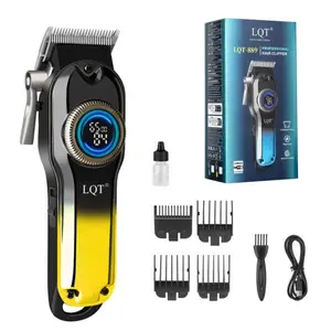 LQT Professional Cordless Hair Clipper, Black & Yellow Gradient Design with RPM & Battery LCD Display, Rechargeable Electric Hair Trimmer with Guide Combs & Full Accessories for Salon & Home DIY Haircuts, Fades & Beard Shaping