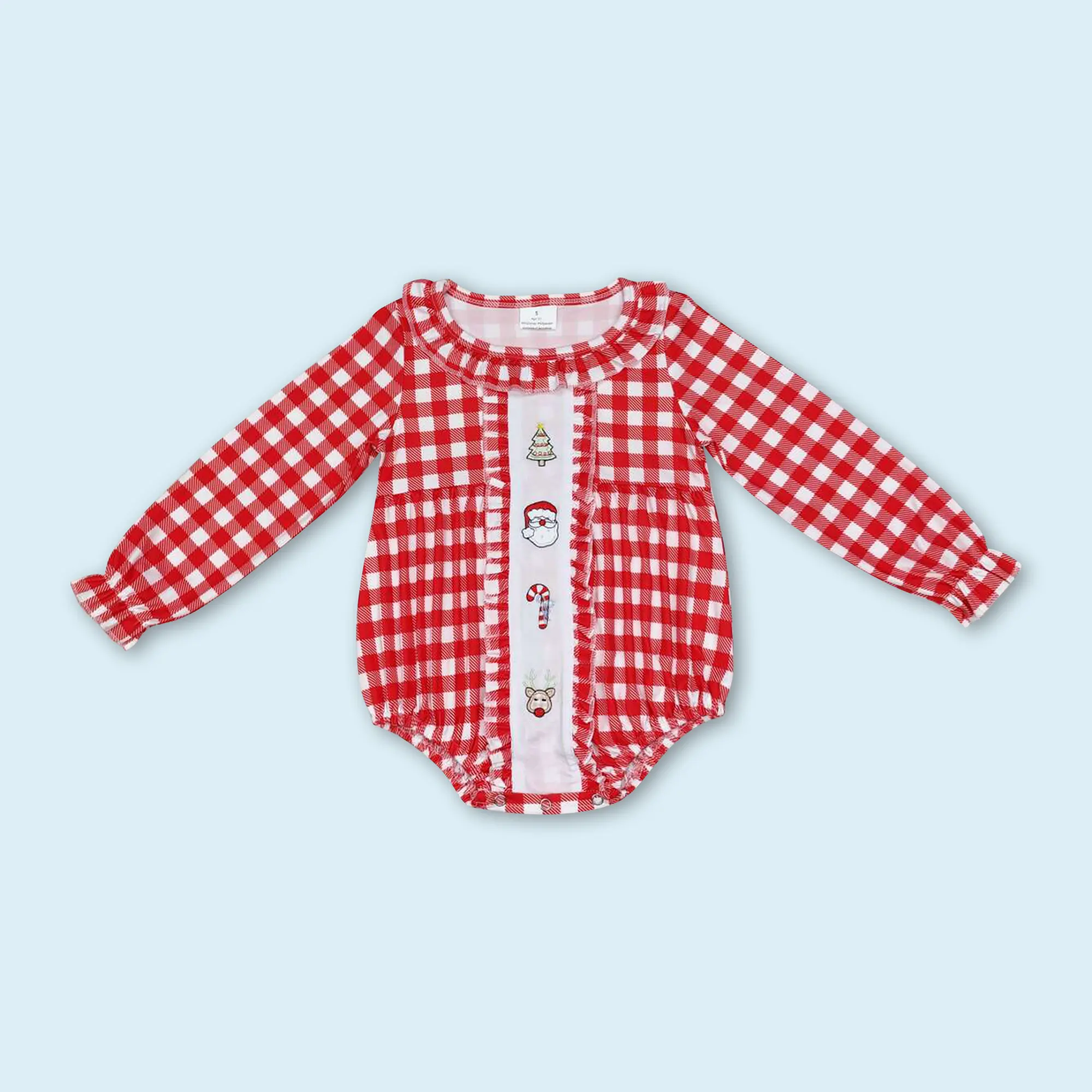 Santa deer candy cane baby girls Christmas romper