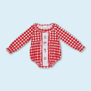 Santa deer candy cane baby girls Christmas romper