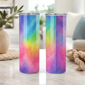 Vibrant Rainbow Nebula Skinny Tumbler 20oz Artistic Colorful Galaxy Print Vacuum Insulated Stainless Steel Cup Keeps Drinks Cold Or Hot Perfect For Office Desk Weekend Camping Trip  Birthday Gift For Friends And Coworkers Daily Hydration Companion Stylish