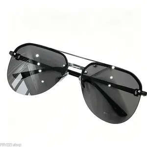Rimless Aviator Sunglasses - Unisex Fashionable Glasses, Gold Frame, Gradient Lens, UV400 Protection, Lightweight Eyewear for Driving, Daily Use