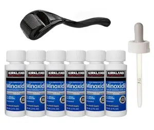 (6 Pack) Kirkland Minoxidil 5% – Men’s Hair Regrowth Kit with Derma Roller + free dropper