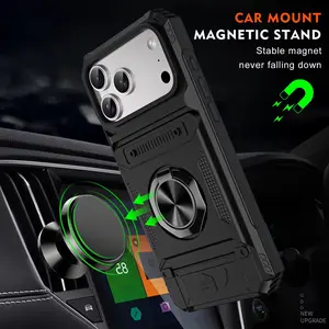 TPU+PC Hybrid Phone Case Zinc Alloy Kickstand for IPhone 17 16 15 14 13 12 11 Pro Max Plus Heavy Duty Full Body Protection Rugged Anti Drop Cover