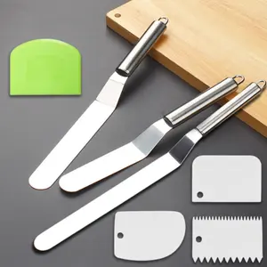 3PCS Spatula Set with Dough Scraper Cake Scraper, 6" 8" 10" Blade, Stainless Steel Icing Spatula Cake Decorating Tools Frosting Smoother for Cake Decorating, Baking