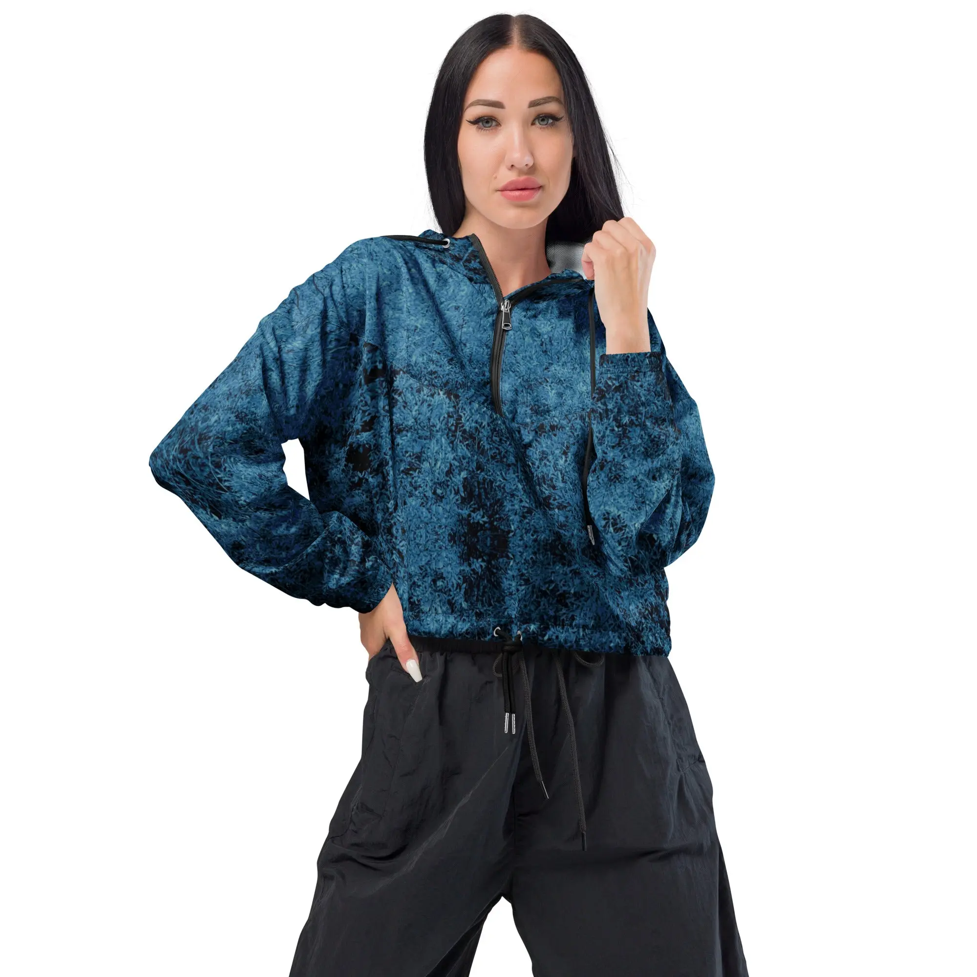#AF WINTER TREES LIGHT BLUE Women’s cropped windbreaker
