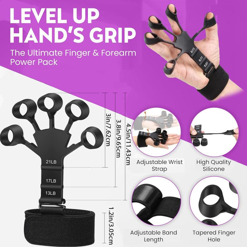 Pro Grip Trainer 4-Pack  Adjustable Resistance (10-130 lbs) Gym Muscle Builder， Weak Grip? Fix in 2 Weeks!  (Office/Gym/Carpal Tunnel Relief) forearm exerciser