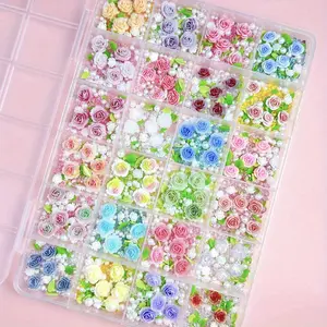 Inspiring Nail Art Inspired by Rose Garden, Decorated with Fresh Flowers and Pearls, Perfect for Creative Projects