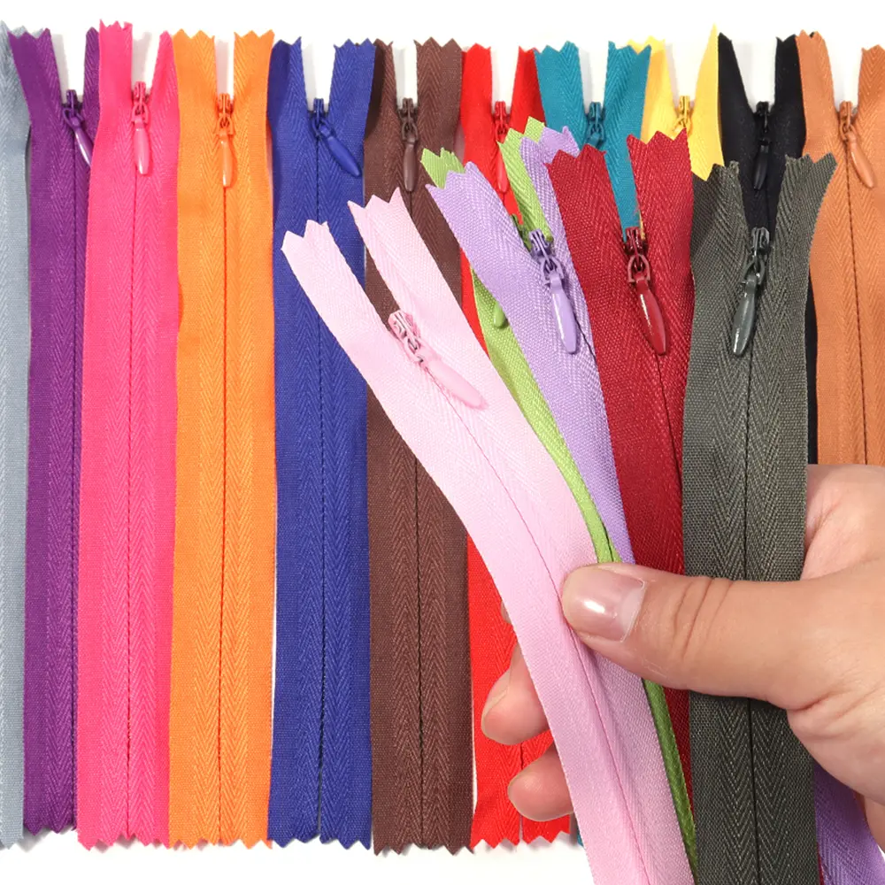 10pcs/lot 20cm Colorful Nylon Invisible Zipper Apparel Zipper For DIY Handcraft Clothes Sewing Accessories