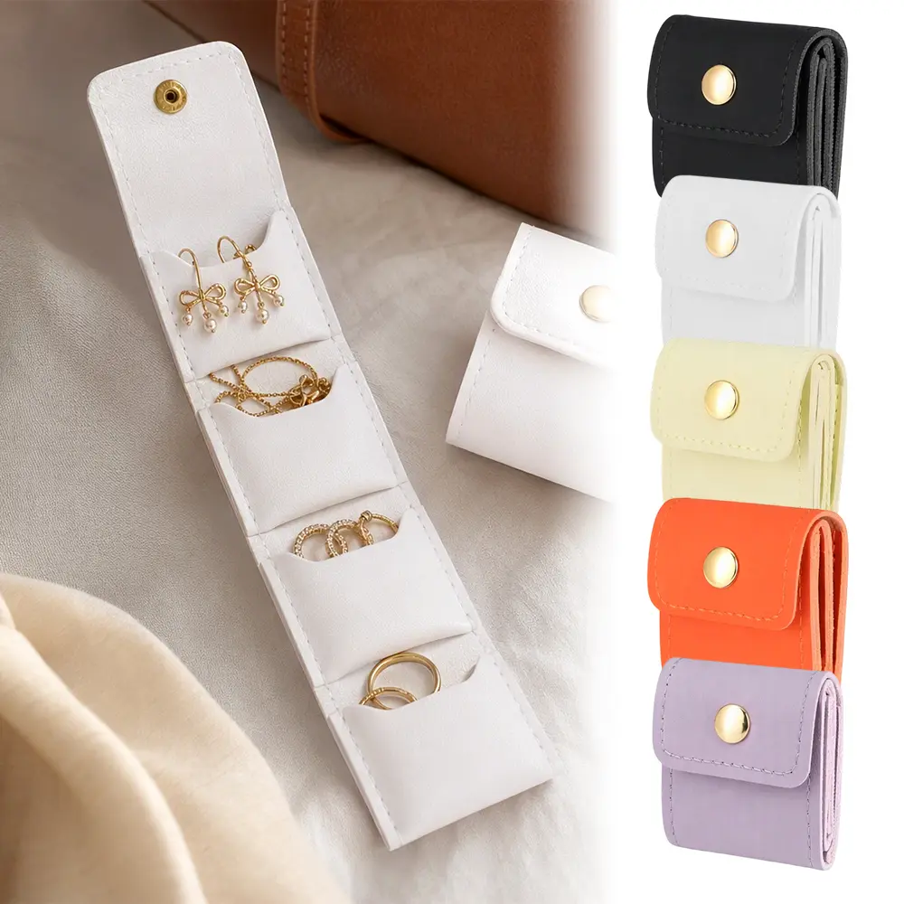 5 Packs Mini Jewelry Organizer, Travel Jewelry Case, Foldable Multifunctional Travel Jewelry Pouch Rolers for Earrings, Necklaces, Rings, Chain Bracelets, Brooches