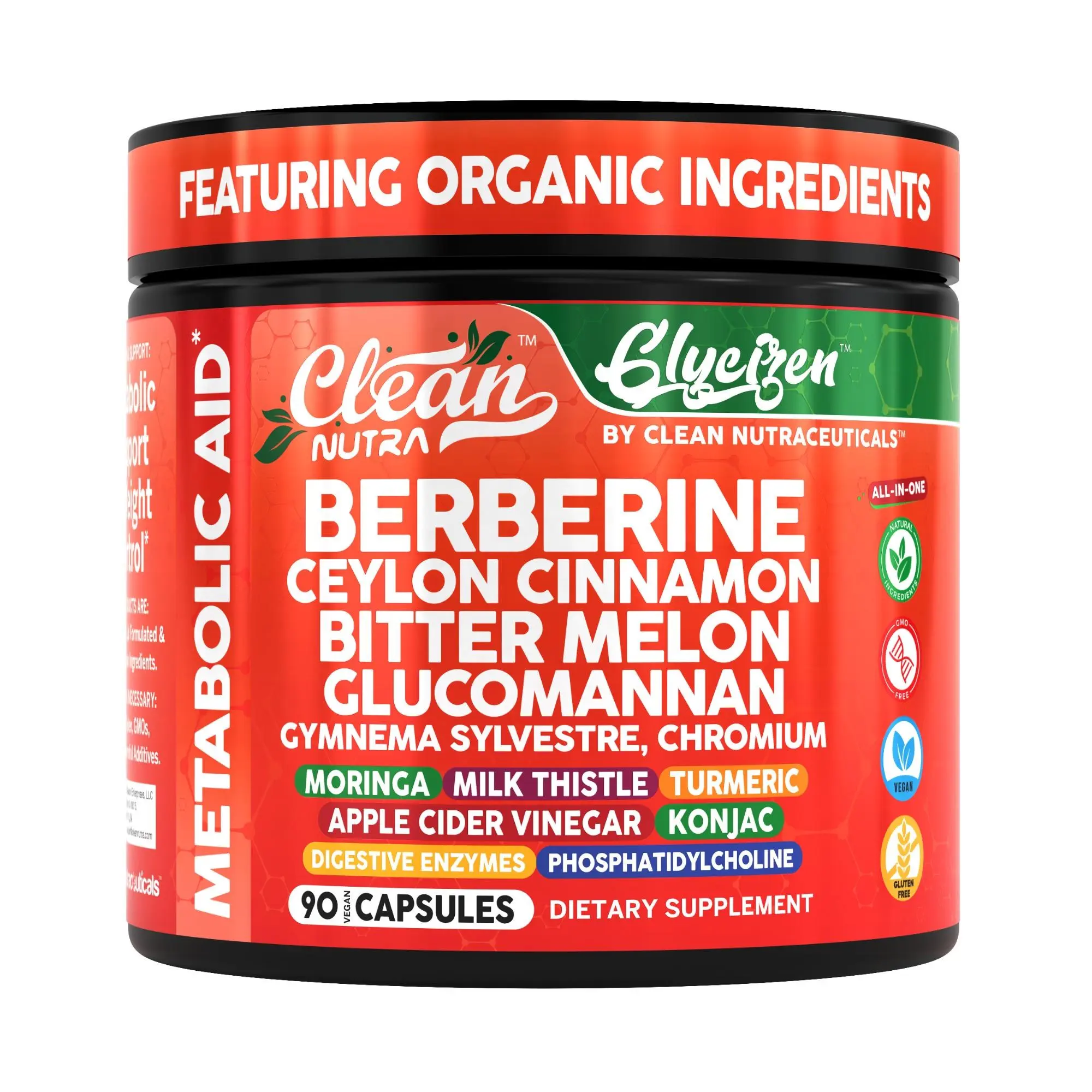 Clean Nutra Berberine, Ceylon Cinnamon, Bitter Melon & Glucomannan