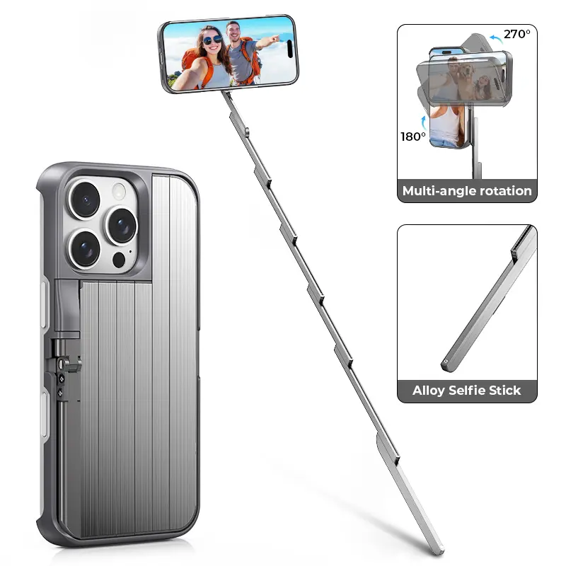 iPhoneアクセサリー TIDEOK 3-in-1 Phone Case Selfie Stick TIDEOK Bluetooth & Extendable Selfie Stick Phone Case for iPhone