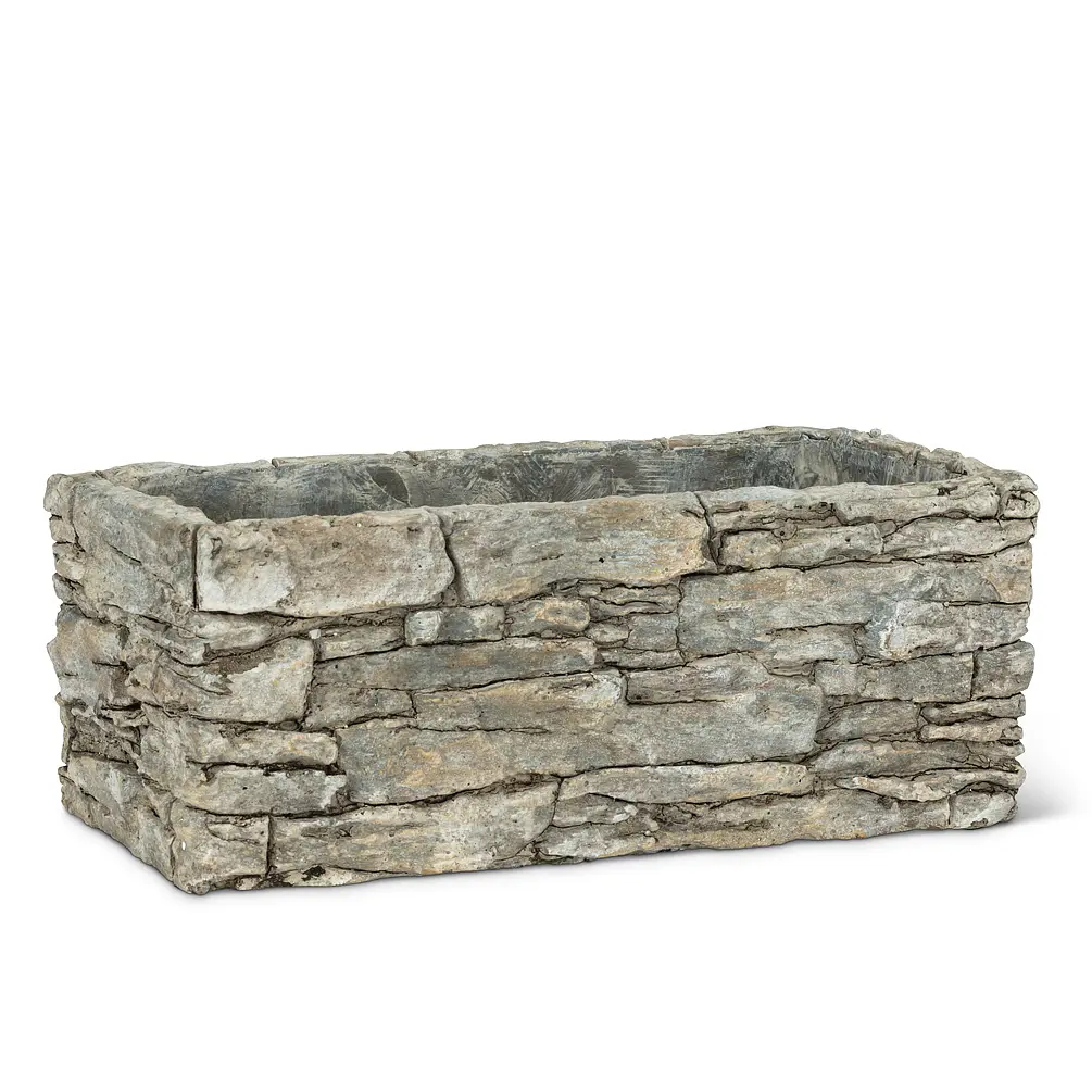 5 x 10 in. Stack Stone Planter, Grey - Medium