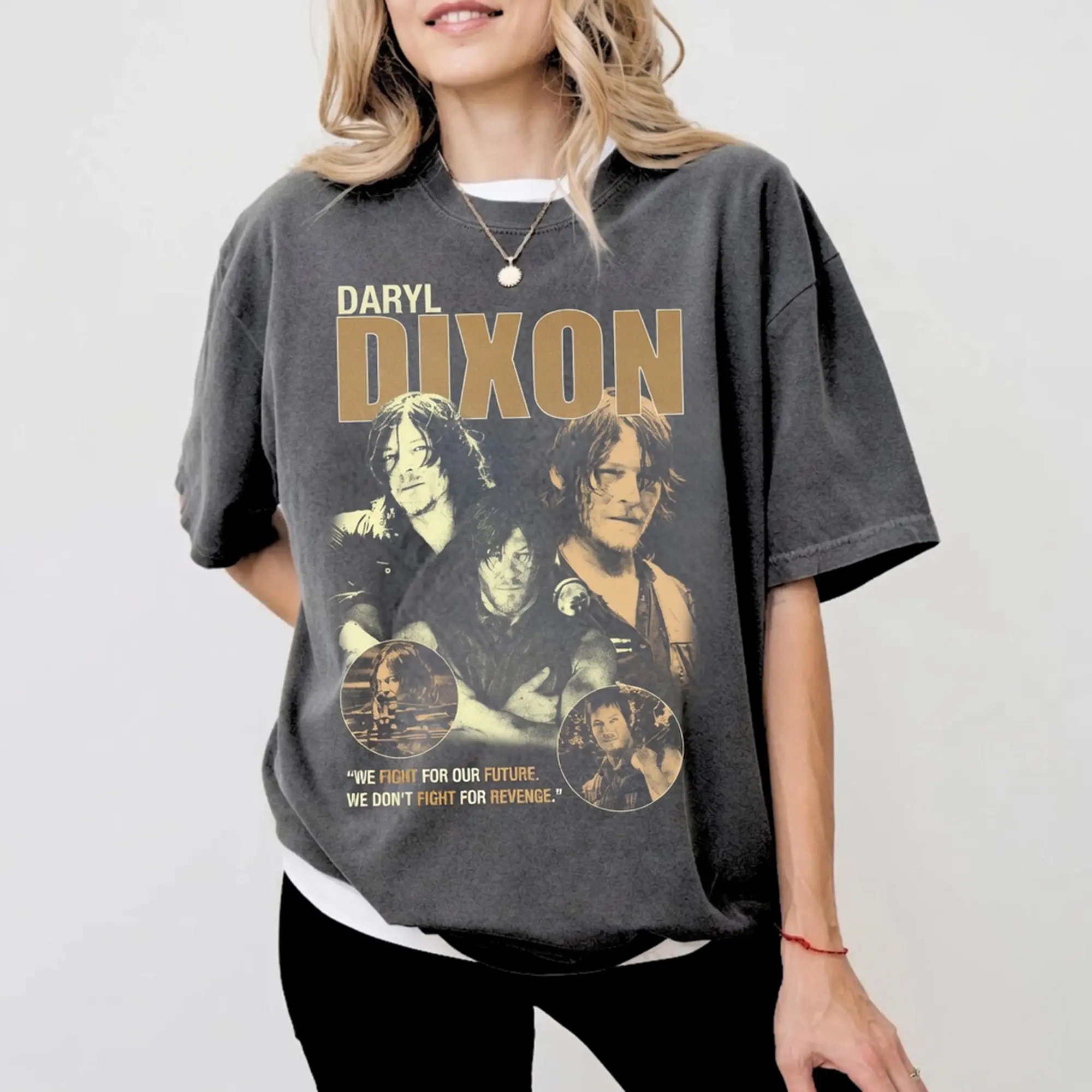 Daryl Dixon Vintage T-Shirt The Walking Dead Graphic Tee Retro TWD Fan Shirt
