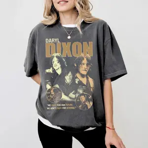 Daryl Dixon Vintage T-Shirt The Walking Dead Graphic Tee Retro TWD Fan Shirt