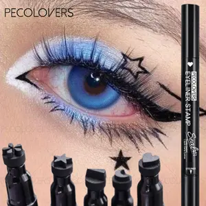 1PC Double-headed Liquid Stamp Eyeliner, Various Shapes, Stars/moon/water Droplets, Waterproof, Anti-smudge, Silky, Suitable for Beginners