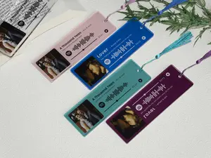 Custom Photo Bookmark, Personalized Music Bookmark with Tassel, Acrylic Song Plaque, Booklover Birthday Gift, Anniversary Gift, cameo 4