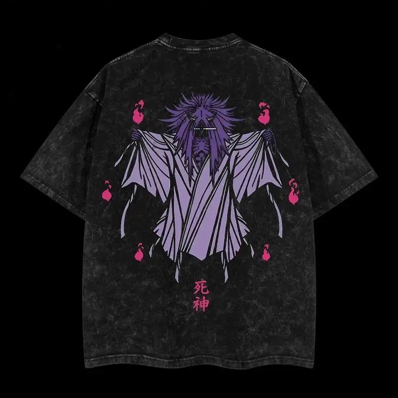 Limited Edition Death Reaper Seal Uzumaki Naruto Anime Double Printed Oversize Lightweight Acid Washed Mens Short-Sleeve Tshirt, Menswear Top Apparel Gift For Anime Merch Enthusiasts, Shortsleeve, Oversized, Clothes, Aesthetic, Streetwear, T-Shirt, Beads,