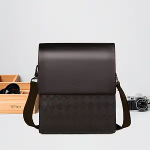 Men's Crossbody Bag with Magnetic Closure Dark Brown Quilted Design Fashionable & Functional Magnetic Closure Feature