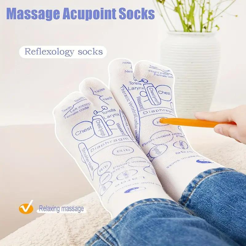 2-Piece Acupressure Foot Socks & Massage Stick Set: Foot Massage Socks with Acupressure Points Guide | Foot Reflexology Socks for Stress & Fatigue Relief
